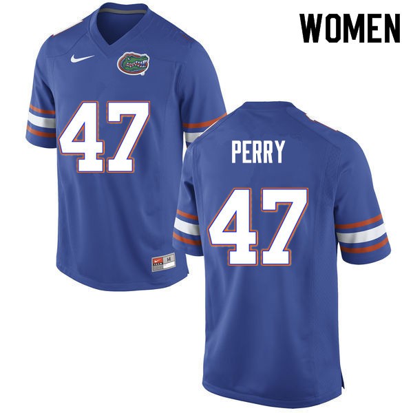 Women #47 Austin Perry Florida Gators College Football Jersey Blue